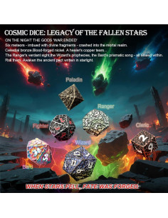 Juego de Dados D&D Haxtec de Metal 7 Piezas Hierro Antiguo Rojo 2