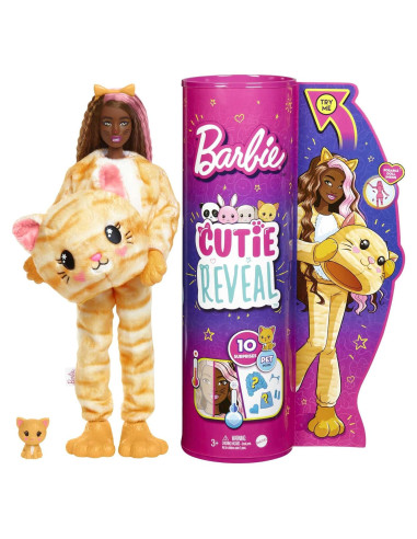 Muñeca Barbie Cutie Reveal Gato - 10 Sorpresas y Cambio de Color