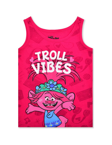 Pack 3 Camisetas Sin Mangas Niñas Trolls Poppy Rosa/Azul 3T