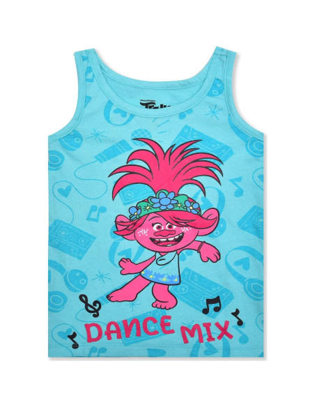 Pack 3 Camisetas Sin Mangas Niñas Trolls Poppy Rosa/Azul 3T