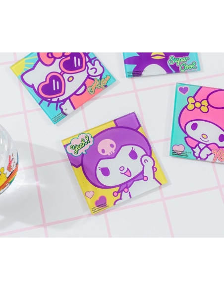 Set de 4 Posavasos de Vidrio Hello Kitty y Amigos - Silver Buffalo