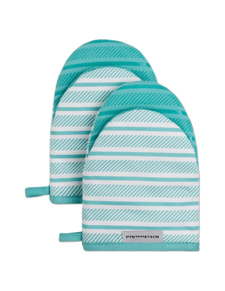 Juego de 2 Manoplas de Horno Mini KitchenAid Albany Aqua Sky