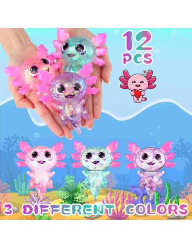 12 Juguetes Antiestrés Axolotl JellyArch - Silicona Multicolor