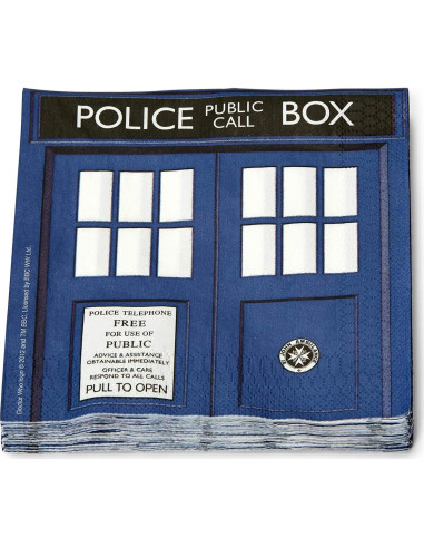 Servilletas de papel Doctor Who TARDIS - 20 unidades 16.5 cm