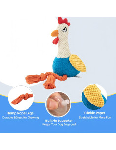 Juguete de Perro de Peluche PandySarp Gallo Azul 25cm 2