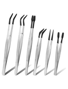 Juego de 6 Pinzas de Precisión Enodny con Punta de Goma