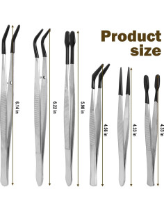 Juego de 6 Pinzas de Precisión Enodny con Punta de Goma 2