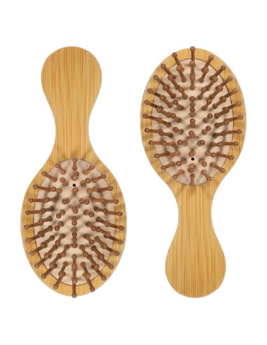 Set de 2 Mini Cepillos de Bambú DOPENSPI para Cabello
