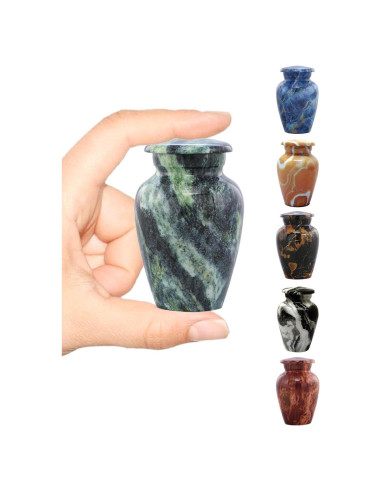 Urna Conmemorativa Mini de Metal Verde Enrollado - 3 Pulgadas Cúbicas