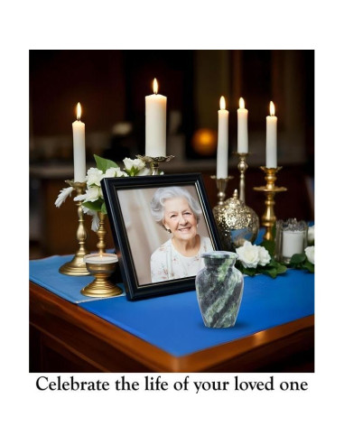 Urna Conmemorativa Mini de Metal Verde Enrollado - 3 Pulgadas Cúbicas