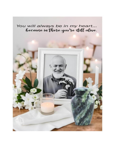 Urna Conmemorativa Mini de Metal Verde Enrollado - 3 Pulgadas Cúbicas