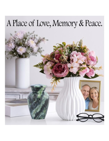 Urna Conmemorativa Mini de Metal Verde Enrollado - 3 Pulgadas Cúbicas