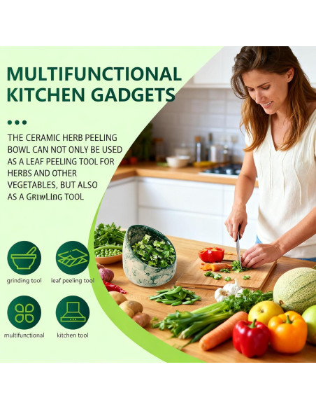 Juego de Tazones Deshojadores de Hierbas LILVEYUme - Cerámica Verde