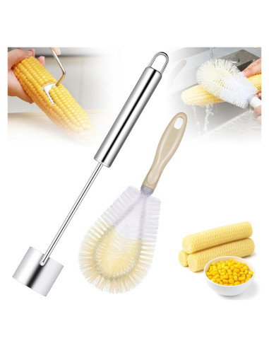 Pelador de Maíz Nuogo 2 en 1 con Cepillo de Acero Inoxidable