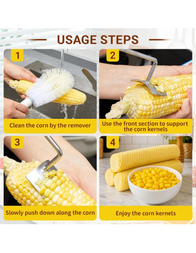 Pelador de Maíz Nuogo 2 en 1 con Cepillo de Acero Inoxidable