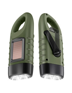2 Linternas de Manivela Solar LED Leelosp Verde Militar