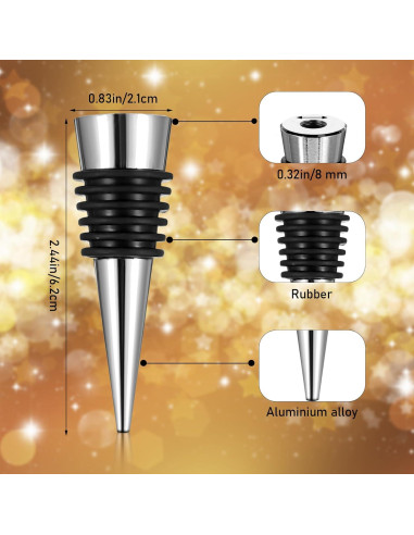 50 Tapones de Vino Reutilizables WLLHYF Plata Silicona