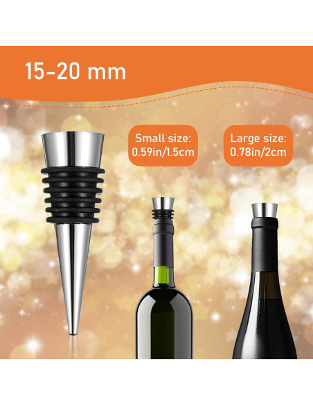 50 Tapones de Vino Reutilizables WLLHYF Plata Silicona