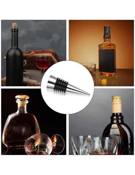 50 Tapones de Vino Reutilizables WLLHYF Plata Silicona