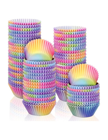 600 Forros de Cupcake Arcoíris Zonon Papel Desechable