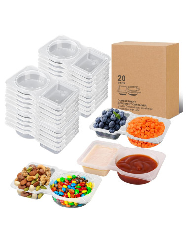 20 Contenedores de Snack Reutilizables Ajoblancon 14x8.5cm