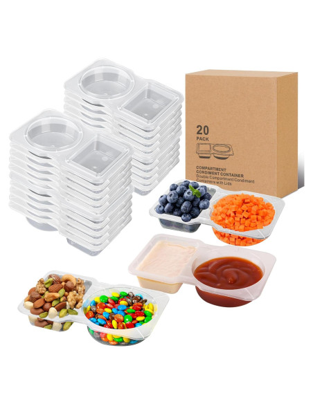 20 Contenedores de Snack Reutilizables Ajoblancon 14x8.5cm