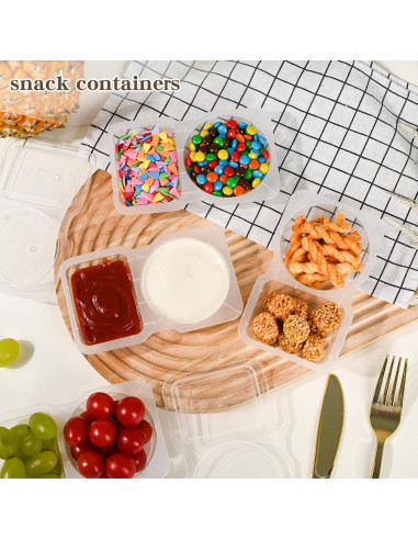 20 Contenedores de Snack Reutilizables Ajoblancon 14x8.5cm