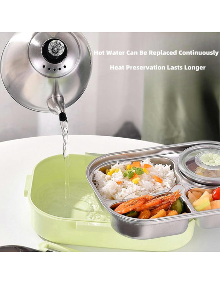 Caja de Almuerzo Aislada YWHWXB 1.5L Verde 4 Compartimentos