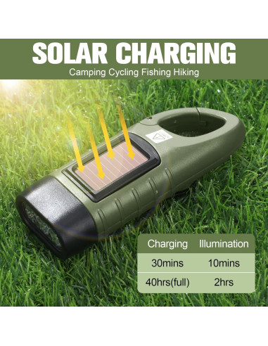 2 Linternas de Manivela Solar LED Leelosp Verde Militar