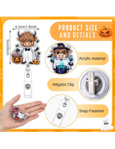 6 Insignias de Fantasma de Halloween Huquary con Clip Retráctil 2
