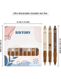 Set de 8 Lápices de Gel Borrables BAYTORY Café 0.3mm 2