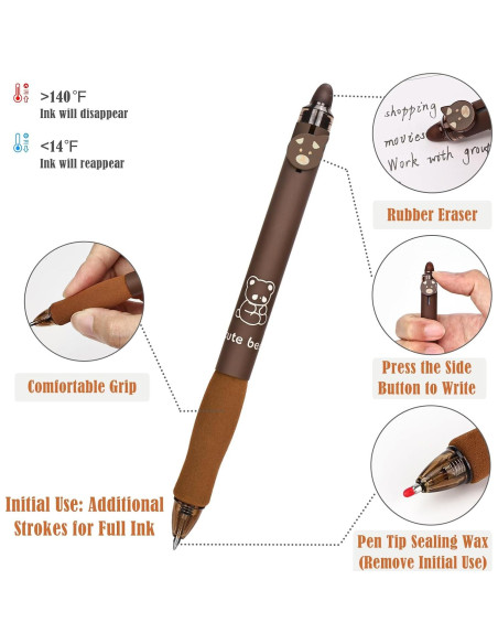 Set de 8 Lápices de Gel Borrables BAYTORY Café 0.3mm