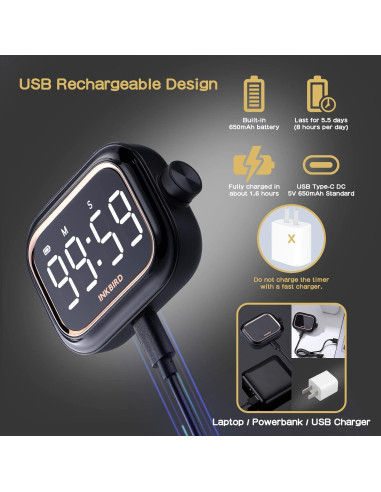 Temporizador Digital Recargable INKBIRD IDT-02 con Alarma