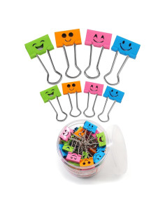 Clips de Papel Binder Sonrientes Coideal - 100 Pcs 19mm y 25mm