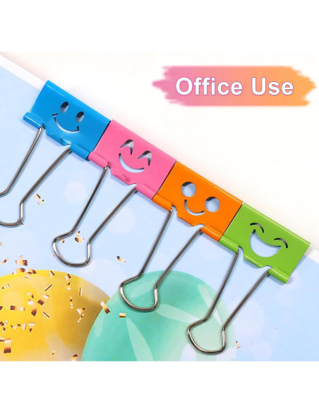 Clips de Papel Binder Sonrientes Coideal - 100 Pcs 19mm y 25mm