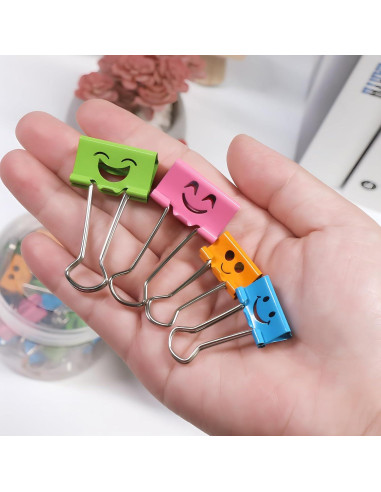 Clips de Papel Binder Sonrientes Coideal - 100 Pcs 19mm y 25mm