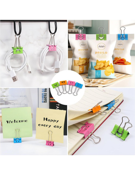 Clips de Papel Binder Sonrientes Coideal - 100 Pcs 19mm y 25mm