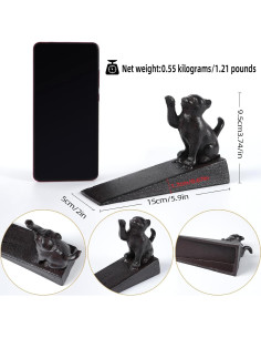 Tope de puerta Notakia gato negro de hierro fundido 15x5x9.5cm 2