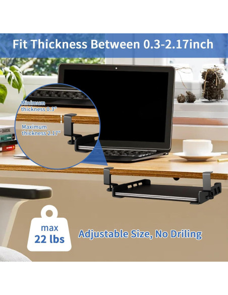 Soporte para Laptop Bajo Escritorio LUKETURE Ajustable 10kg