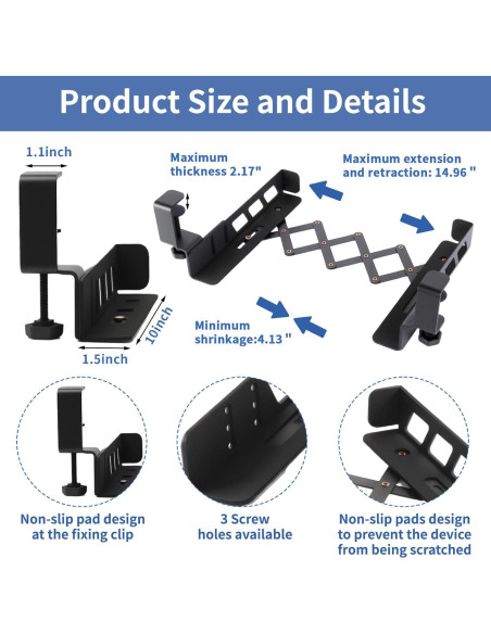 Soporte para Laptop Bajo Escritorio LUKETURE Ajustable 10kg