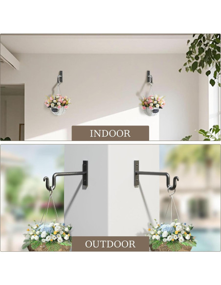 Gancho para Plantas KOOKASHOP 20.32 cm Metal Negro 2 Piezas