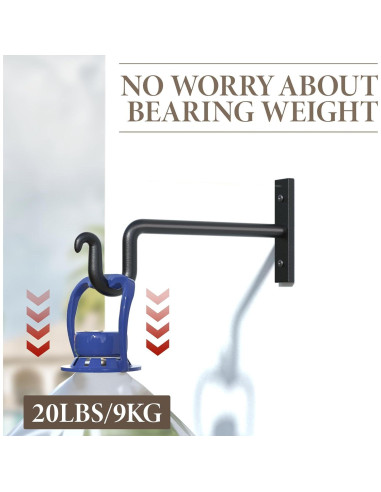 Gancho para Plantas KOOKASHOP 20.32 cm Metal Negro 2 Piezas