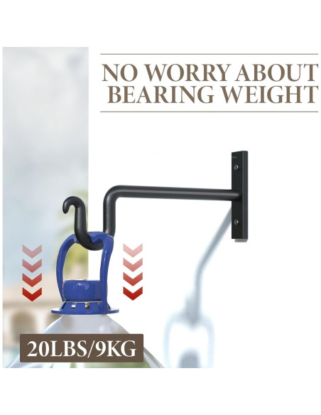 Gancho para Plantas KOOKASHOP 20.32 cm Metal Negro 2 Piezas