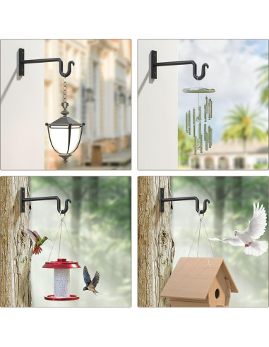 Gancho para Plantas KOOKASHOP 20.32 cm Metal Negro 2 Piezas