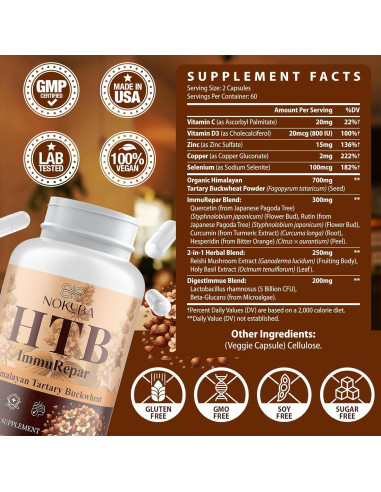 Suplemento Inmunológico Nokuba con Quercetina y Zinc - 120 Cápsulas