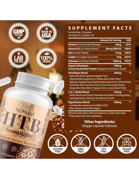 Suplemento Inmunológico Nokuba con Quercetina y Zinc - 120 Cápsulas