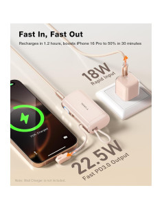 Cargador Portátil Torras 5,000mAh 22.5W USB-C Oro Rosa 2