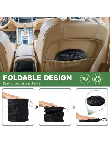 Bote de Basura Plegable ZJoey para Automóvil 7.57L Negro