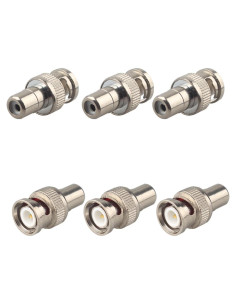6 Adaptadores Coaxiales BNC Macho a RCA Hembra Futheda