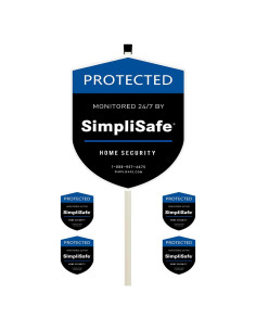 Cartel de Jardín SimpliSafe con 4 Calcomanías de Seguridad
